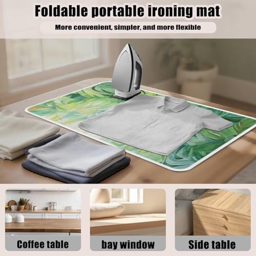 Green Ironing Mat Portable Ironing Pad Monstera Leaf 32 x 16 Inch Large Ironing Mat for Table Top of Washer, Dryer, Table Top, Countertop, Heat Resistant Iron Board Pads - color: Monstera Leaf