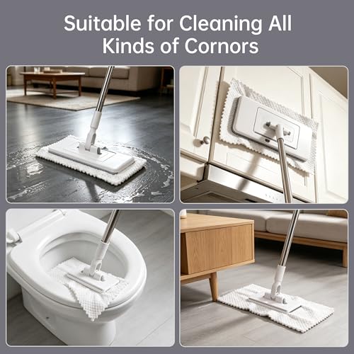 2‑in‑1 Snap Grip Mini Mop with 10 Reusable Cloths, Zero Touch No Wash Lazy Mop, Suitable for Wet/Dry Floors, House Wall, Windows, Corners,Versatile and Efficient - size: Mini Mop with 10 Reusable Cloths