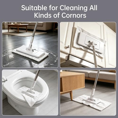 2‑in‑1 Snap Grip Mini Mop with 10 Reusable Cloths, Zero Touch No Wash Lazy Mop, Suitable for Wet/Dry Floors, House Wall, Windows, Corners,Versatile and Efficient - size: Mini Mop with 10 Reusable Cloths