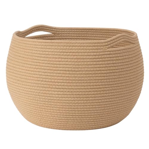 Goodpick Large Toy Storage Basket for Kids, Round, 15.7" x 10.5", Camel - color: Camel, size: 15.7"D x 10.5"H