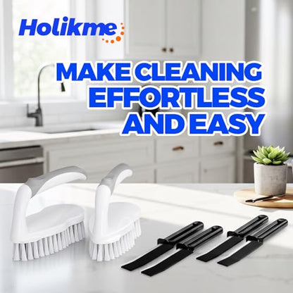 Holikme 6 Pack Cleaning Brush Scrub Brush Kitchen Brush for Floor,Grey - color: Gray