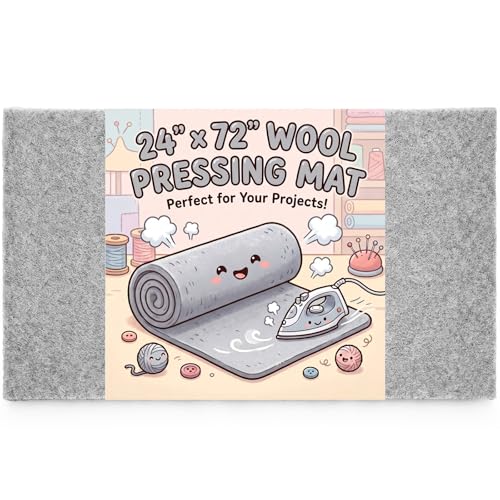 HunnmingRe 24" x 72" Wool Pressing Mat, Extra Large 100% New Zealand Wool Ironing Mat for Quilting Supplies, Sewing, Embroidery, 0.5 Thick Heat-Resistant Double Non-Slip Sided Ironing Pad - size: 24" X 72"