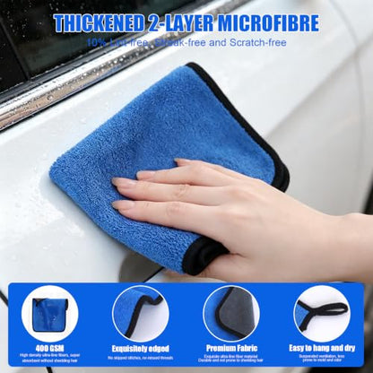 6-Pack Car Cleaning Kit – Microfiber Cloth, Mitt & Sponge Set - color: 6 Pack