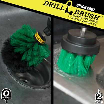 2 Piece Green Medium Stiffness Drill Rotary Cleaning Drillbrushes - color: Green