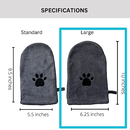 Penny & Niko Microfiber Pet Towel Mitts - Paw Cleaning and Drying Mitts/Gloves for Dogs and Cats (Gray, Large - 2 Pack) - color: Gray, size: Large - 2 pack