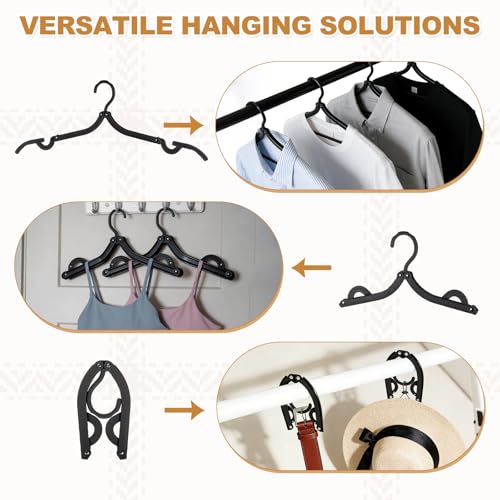 uxcell 10 Pcs Portable Travel Hangers, Plastic Foldable Hangers Cruise Essentials Clothes Drying Rack for Camping Flying Suitcase Travel Accessories Road Trip Hotel, Caramel - color: Caramel
