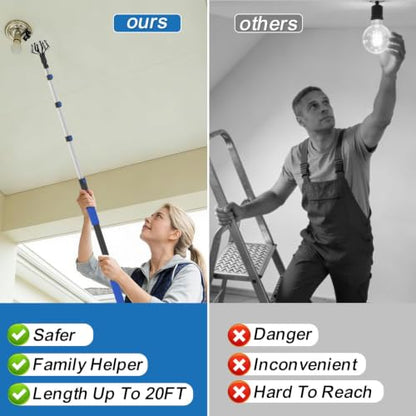 18FT Telescopic Extension Pole-3-12FT Multi-Purpose Extension Pole with Easy Flip Lock, Universal Twist-on Metal Tip, Lightweight Sturdy Aluminum Paint Roller Extension Pole for Window Cleaning