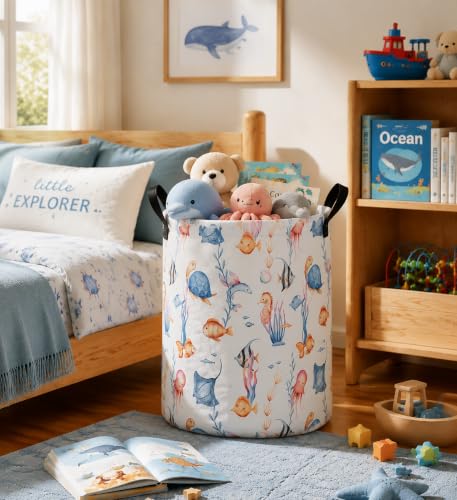 Large Laundry Basket Canvas Storage Bins Baby Nursery Hamper for Boys and Girls Toy Box Gift Baskets for Home,Office,Home Decor - color: VBNMK202510249