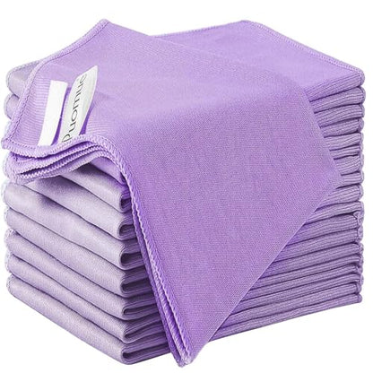 Puomue 12 Pack Microfiber Glass Cleaning Cloth, 10.8 Inch x 13.8 Inch, Lint Free Quickly Clean Windows, Mirrors, Glasses, Phone Screens, Camera Lenses, Purple - color: Purple