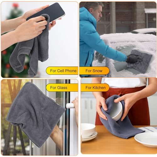 Nuenen Car Microfiber Clean Cloths, Gray, 16 x 16 Inch, 60 Pcs - color: Gray, size: 16 x 16 inches