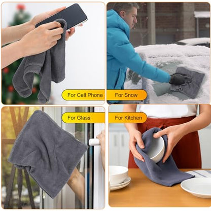Nuenen Car Microfiber Clean Cloths, Gray, 16 x 16 Inch, 60 Pcs - color: Gray, size: 16 x 16 inches