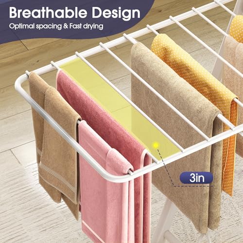 APEXCHASER Clothes Drying Rack, 67.7" L Height Adjustable, Foldable, White - color: White