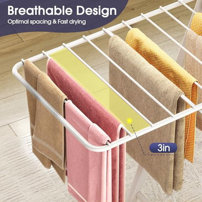 APEXCHASER Clothes Drying Rack, 67.7" L Height Adjustable, Foldable, White - color: White