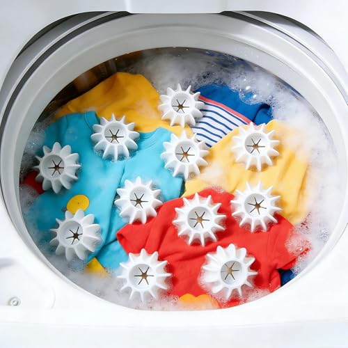 11 Pcs Reusable Laundry Scrubbing Balls for Washer – Tangle-Free Washing Balls, Anti-Tangle Laundry Agitator Balls for Cleaner Clothes, Effective Washing for All Machines, (White) - color: White