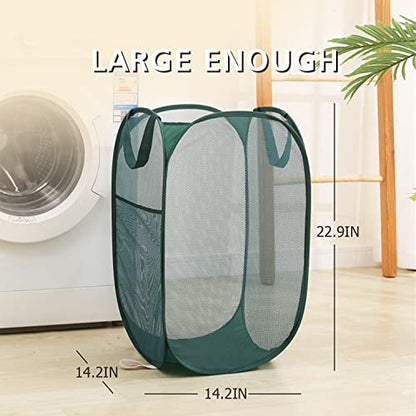 Sturdy Mesh Laundry Hamper Basket Bag,collapsible Pop up for Laundry Room - color: Grey, size: Pop Vertical