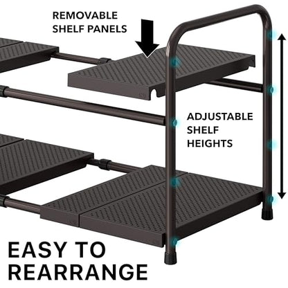 Simple Houseware Under Sink 2-Tier Heavy Duty Expandable Organizer, Bronze - color: Bronze