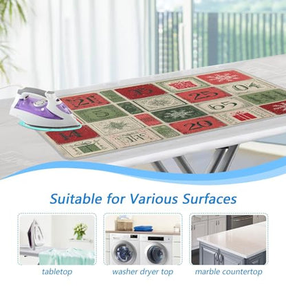 Ironing Mat Portable Ironing Pad Ironing Blanket for Table Top Heat Resistance Double-Side Using Travel Large 47.2 x 27.6 Inch Foldable Lightweight Christmas Snowflake Calendar Beige - color: Christmas Snowflake Calendar Beige