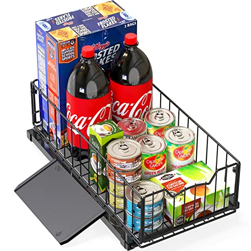 Simple Houseware Pull-Out Cabinet Sliding Basket, 17.2Dx9.7Wx5H, Black - color: Black