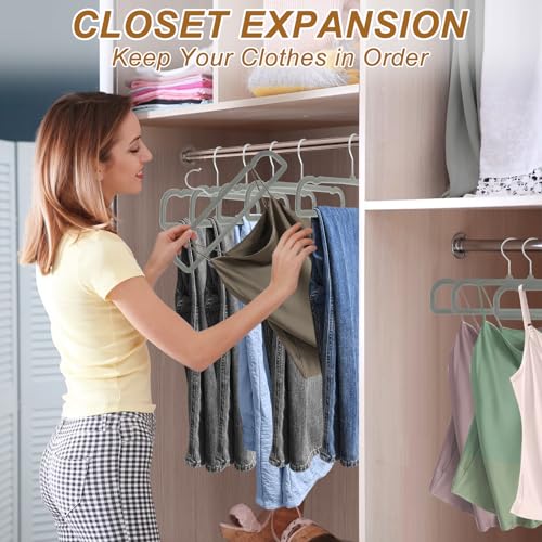Pants Hangers Space Saving, 30 Pack Velvet Hangers for Closet with 30 Hooks, Strong Durable Non Slip Slim Clothes Hanger, Ultra Soft Flocked Hanger for Pants, Shirts, Bra, Shorts (Grey) - color: Gray