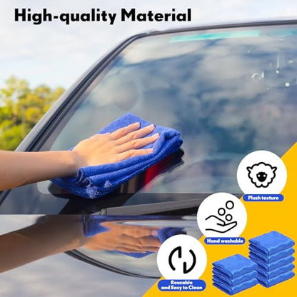 Newwiee 150 Pcs Microfiber Cleaning Cloth 6"x 6" Inch Softer Highly Absorbent Reusable Cleaning Rags for Kitchen Car Glass Home(Blue)