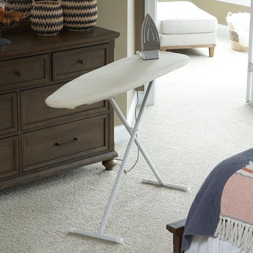 Household Essentials Universal Ironing Board Cover and Pad, Natural Cotton Canvas with NanoMax Coating, Fits Standard and Wide Boards, Cream Finish