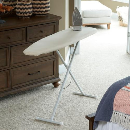 Household Essentials Universal Ironing Board Cover and Pad, Natural Cotton Canvas with NanoMax Coating, Fits Standard and Wide Boards, Cream Finish