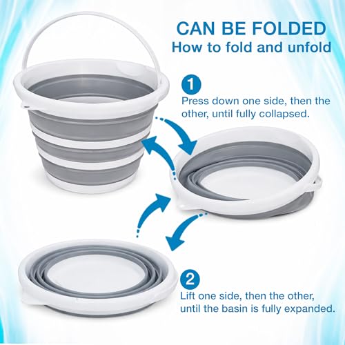 Collapsible Bucket with Handle 2.6 Gallons 10L Foldable Bucket