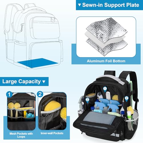 HODRANT Rolling Clean Backpack with Detachable Trolley & Waterproof Bottom