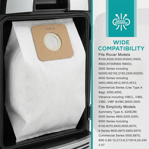 HEPA Vacuum Bags for Simplicity Type A, S20EZM S20E S20SC 5000 6000 Series