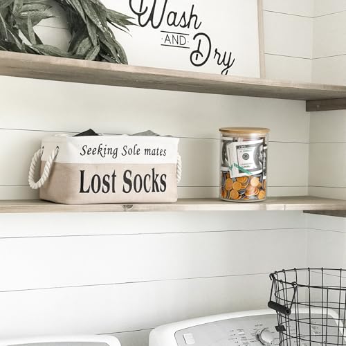 Lost Socks Basket for Laundry Room, Fabric Missing Sock Holder - color: Khaki