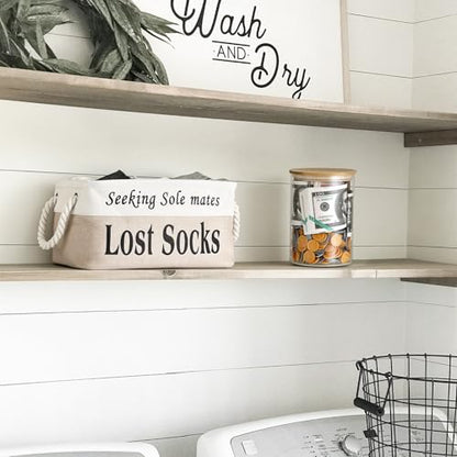 Lost Socks Basket for Laundry Room, Fabric Missing Sock Holder - color: Khaki