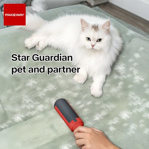 PAKEWAY 2 Pack Pet Hair Remover for Couch & Carpet, Reusable Lint Roller with Self-Cleaning Base, Dog & Cat Fur Remover, Portable Hair Removal Tool - color: Red