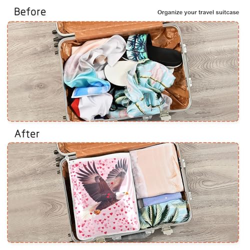 Mesh Laundry Bags Lingerie Bags for Washing Delicates 2 PCS Durable Wash Bag with Zipper Small and Medium Washable Bald Eagle and Pink Hearts - color: Bald Eagle and Pink Hearts