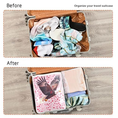 Mesh Laundry Bags Lingerie Bags for Washing Delicates 2 PCS Durable Wash Bag with Zipper Small and Medium Washable Bald Eagle and Pink Hearts - color: Bald Eagle and Pink Hearts