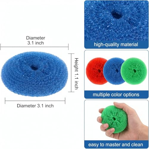 Blulu 15 Pcs Plastic Dish Scrubbers, Nylon Mesh Pads, Primary Colors - color: Primary Colors