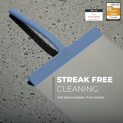 GÜTEWERK Silicone Shower Squeegee with 3-in-1 No-Drill Mount, Blue, 11'' - color: Blue, size: 11 Inches