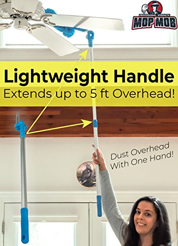 Extendable Washable Microfiber Duster and Blind Cleaner w/Pivoting Head and Extension Pole. Telescopic Arm and Flexible Heads for Easy Ceiling and Cobweb Dusting. Detachable Dusters = Quick Cleaning