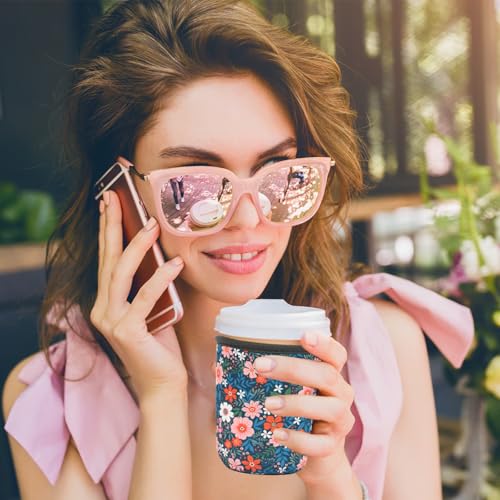Reusable Insulated Sleeve for Iced Coffee Cup, Coffee Neoprene Sleeve for Cold & Hot Drinks, Beverage Holder for Iced Coffee (Bloom Garden, Small: 16-18oz) - color: Bloom Garden, size: Small: 16-18oz