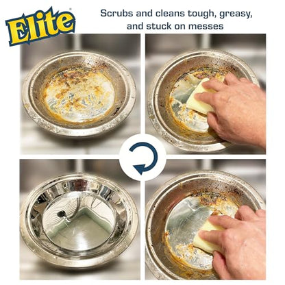 Elite PRO All Purpose Cleaning Pad, 2 Pack, Non Scratch, Dish Sponge, Scrubber, Made in USA. Large Thin Sponge for Kitchen and Household Use. Flexible to Clean Corners and Tight Spaces. - size: 2-Pack