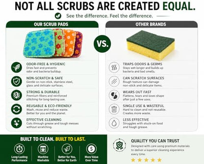 Reusable Dish Scrubbers (4 Pack) – Odor-Free Sponge Alternative, Non-Scratch Kitchen Scrubber for Dishes, Pots & Pans – Long-Lasting, Eco-Friendly Cleaning Pads