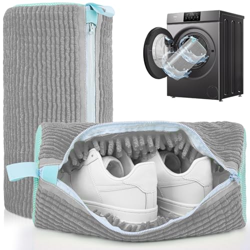 Shoe Washing Machine Bag: 2 Pack Reusable Shoes Cleaning Bags, Light Gray - color: Light Gray