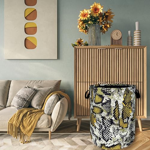 Retro Snake Laundry Basket Oxford Cloth Foldable Hamper 18.9x16.5 In - color: Retro Snake Texture Snake