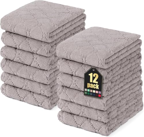 Homaxy 12 Pack Super Soft Absorbent Dish Towels, 10" x 20", Grey - color: Grey, size: 10 x 20 inch-12 pack