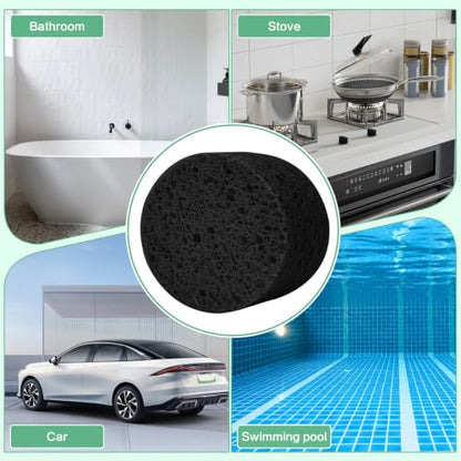 3-Pack Large Sponge, Kitchen Sponges, Handy Sponges, Cellulose Sponges, Dish Washing Sponge, Natural Sponge, Car Washing Sponge, Eco Friendly Sponge (Round, 4" X 4" X 2"), Black - color: B-black