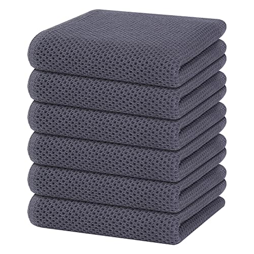 Homaxy 100% Cotton Waffle Weave Kitchen Dish Towels 6-Pack, Dark Grey - color: Dark Grey, size: 13 X 28 - 6 Pack
