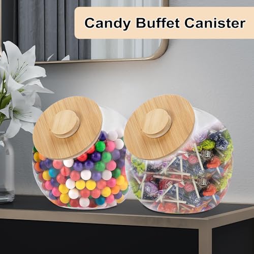 ELLDOO Clear Slanted Plastic Storage Jar with Bamboo Lid, Wide Mouth Laundry Pods Container Dishwasher Pods Holder, Coffee Pod Holder for Nespresso K Cup, Candy Cookie Jars for Coffee Bar Kitchen