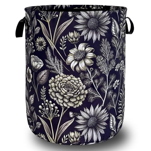 Vintage Floral Laundry Basket Oxford Cloth Foldable Hamper 18.9x16.5 Inch - color: Vintage Floral Flowers