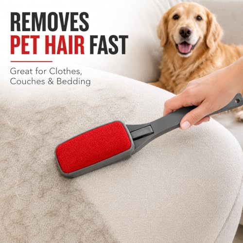 Reusable Lint Brush for Clothes, Double Sided Pet Hair Remover Brush with Swivel Head, Fabric Lint Remover for Couch, Furniture, Bedding and Upholstery