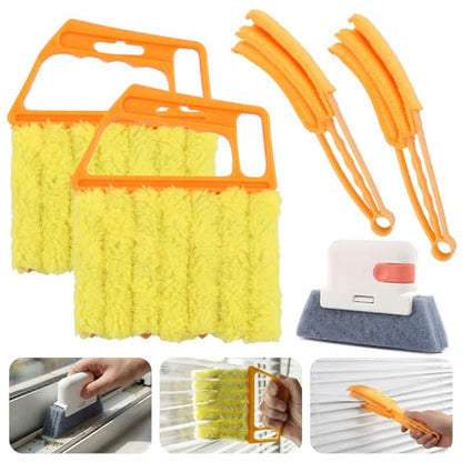 5Pcs Window Blind Cleaning Set, Washable 7 Fingers Duster Brush