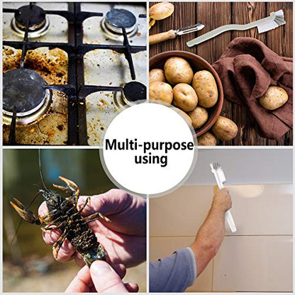 Patelai 4 Pcs Cleaning Brush Sets Small Scrub Household Use, White, Blue